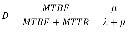 La disponibilité propre est le rapport entre le MTBF et la somme du MTBF et du MTTR